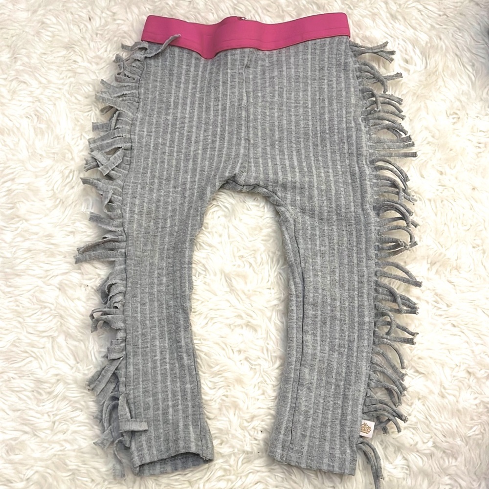Rosie Pope Fringe Leggings Gray Pink 24M